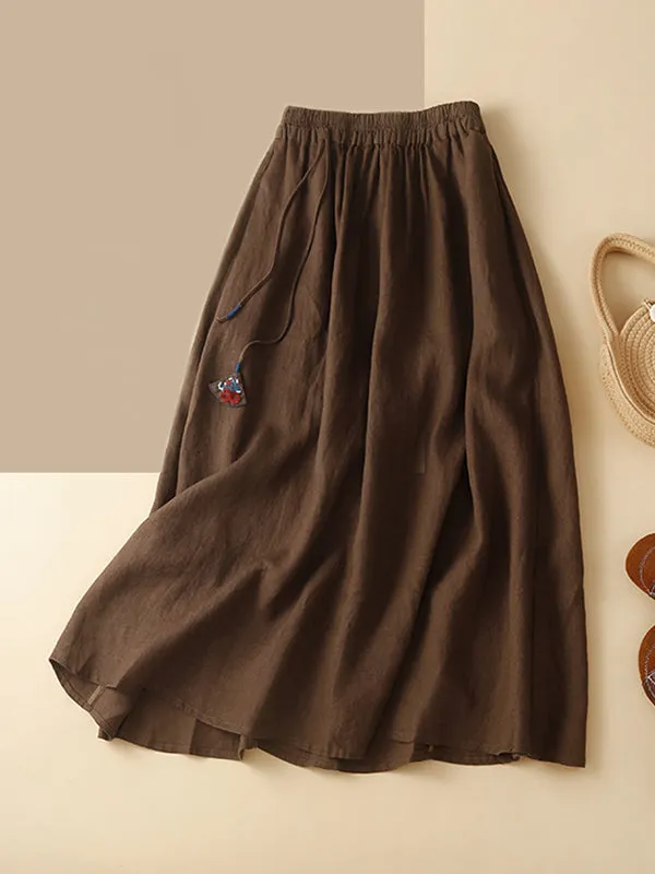 A-Line Loose Drawstring Elasticity Skirts