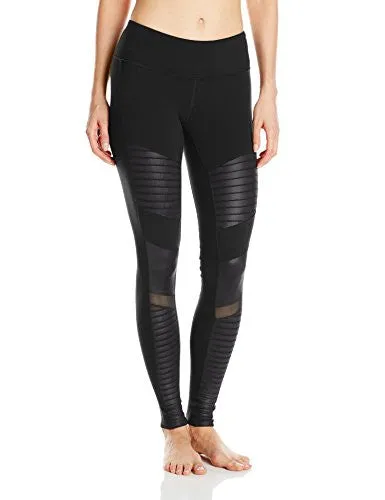 Alo Yoga Women's Moto Legging, Black/Black Glossy, X-Small