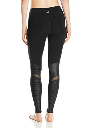 Alo Yoga Women's Moto Legging, Black/Black Glossy, X-Small