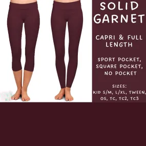 Batch #203 - Solids - Closes 9/19 - ETA early November - Solid Garnet Full and Capri Length Leggings