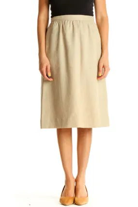 Beige All Day Wear A-Line Skirt