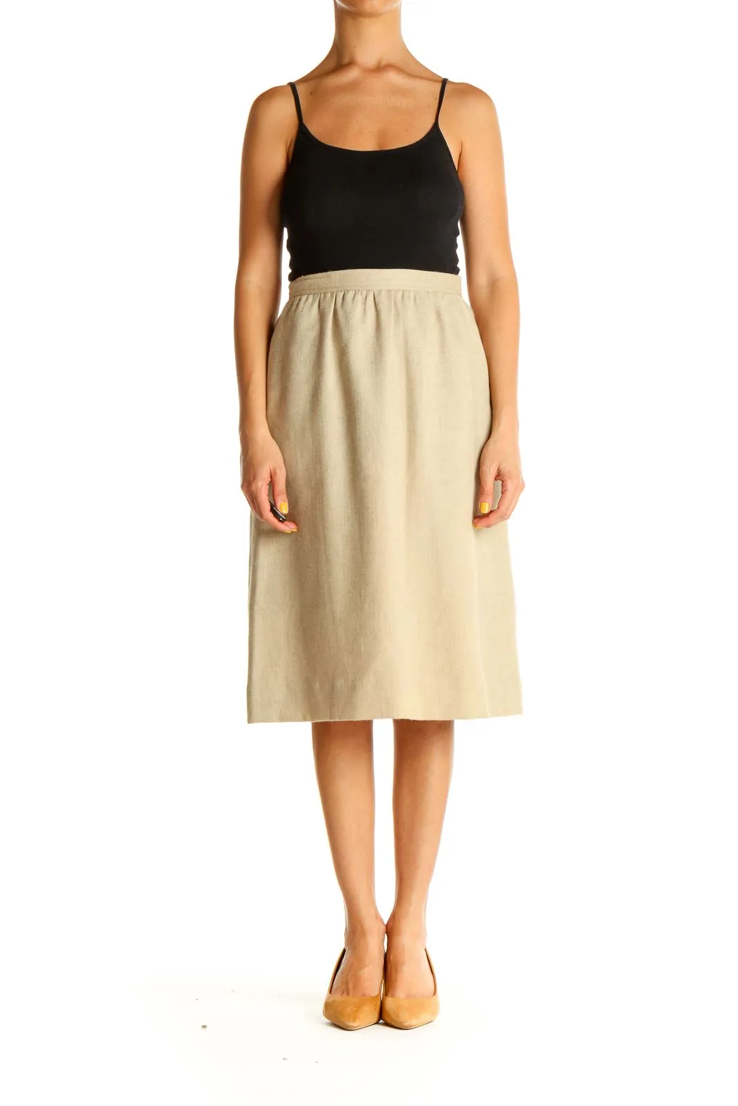 Beige All Day Wear A-Line Skirt