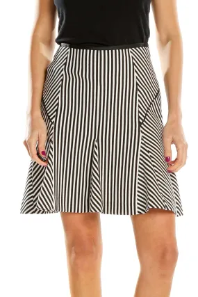 Black and White Striped A-Line Skirt