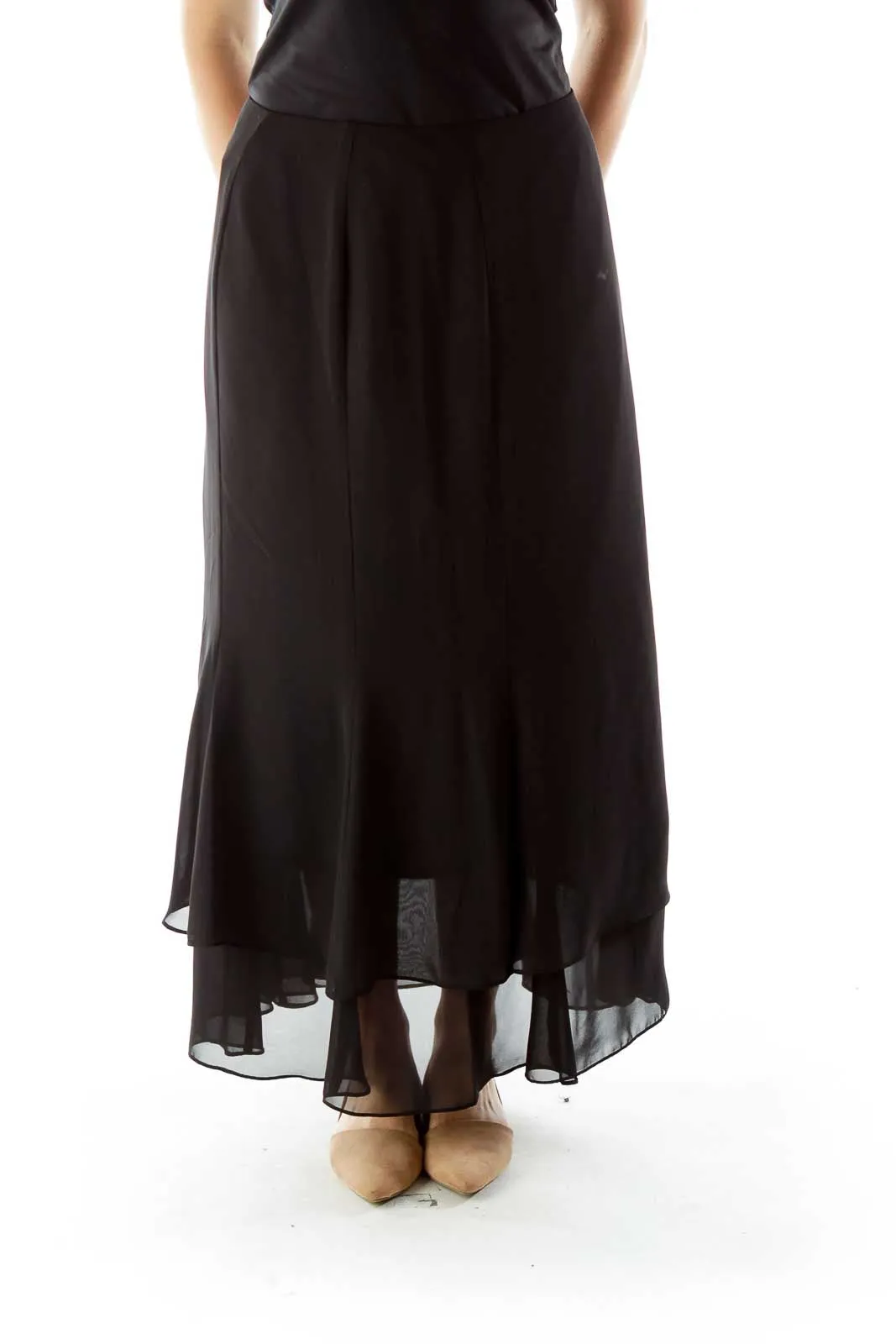 Black Maxi Chiffon Skirt