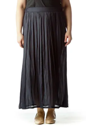 Black Pleated Maxi Skirt