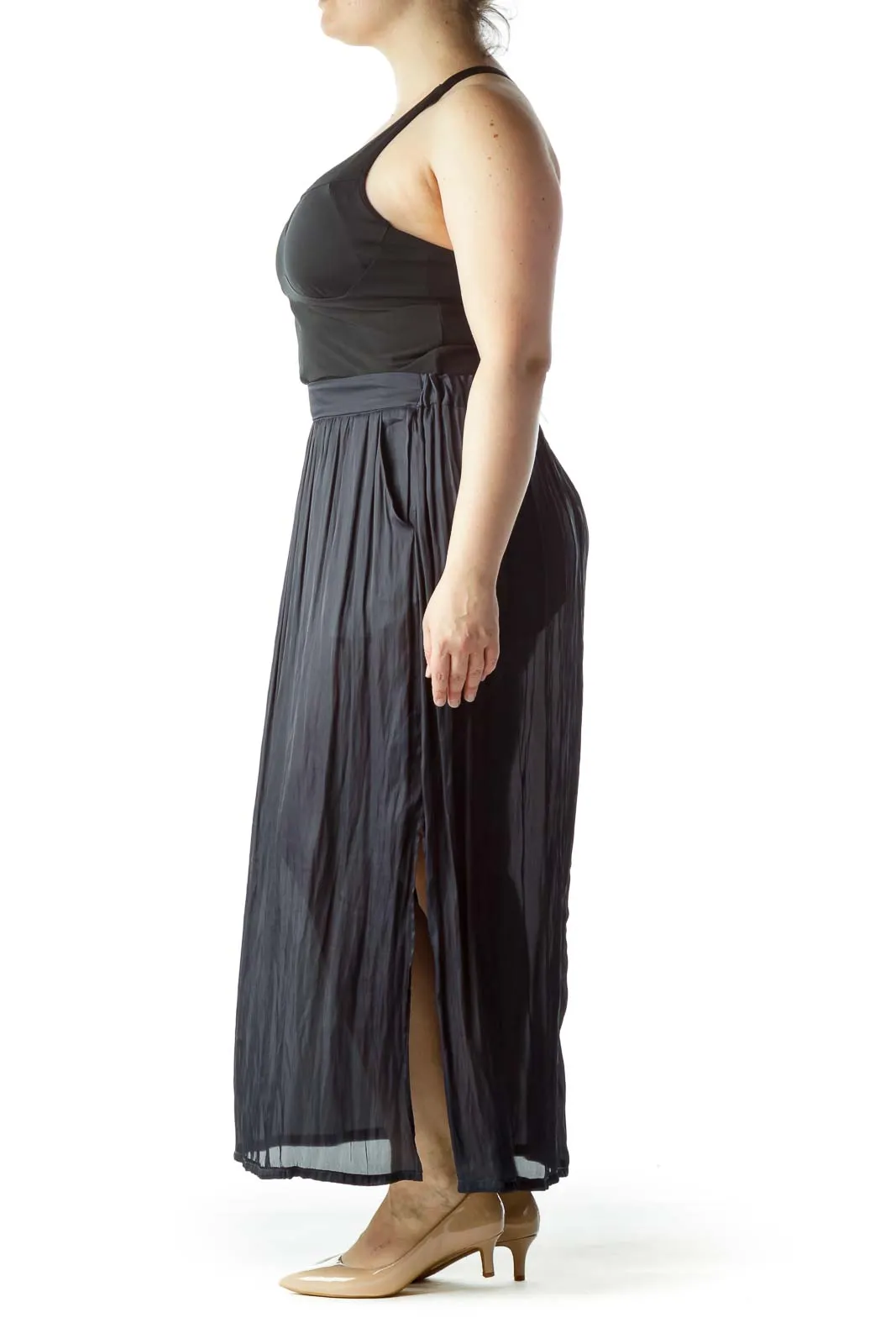 Black Pleated Maxi Skirt