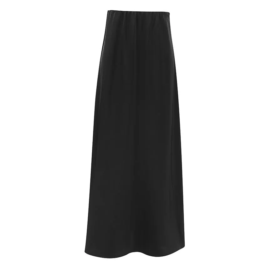 Black Satin Slip Maxi Skirt