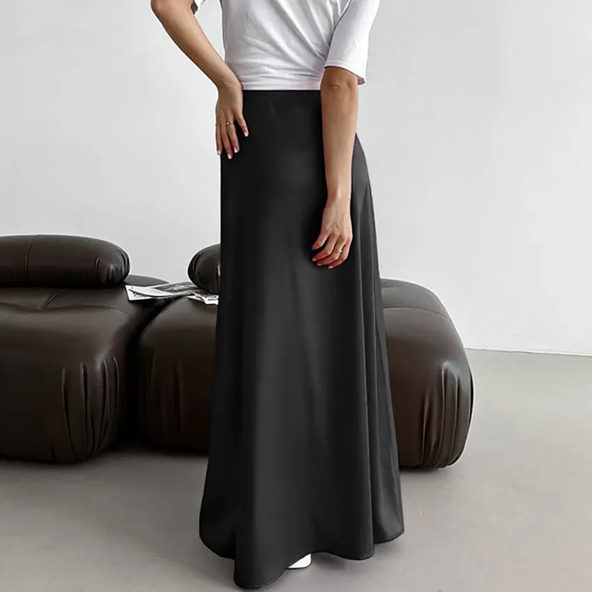 Black Satin Slip Maxi Skirt