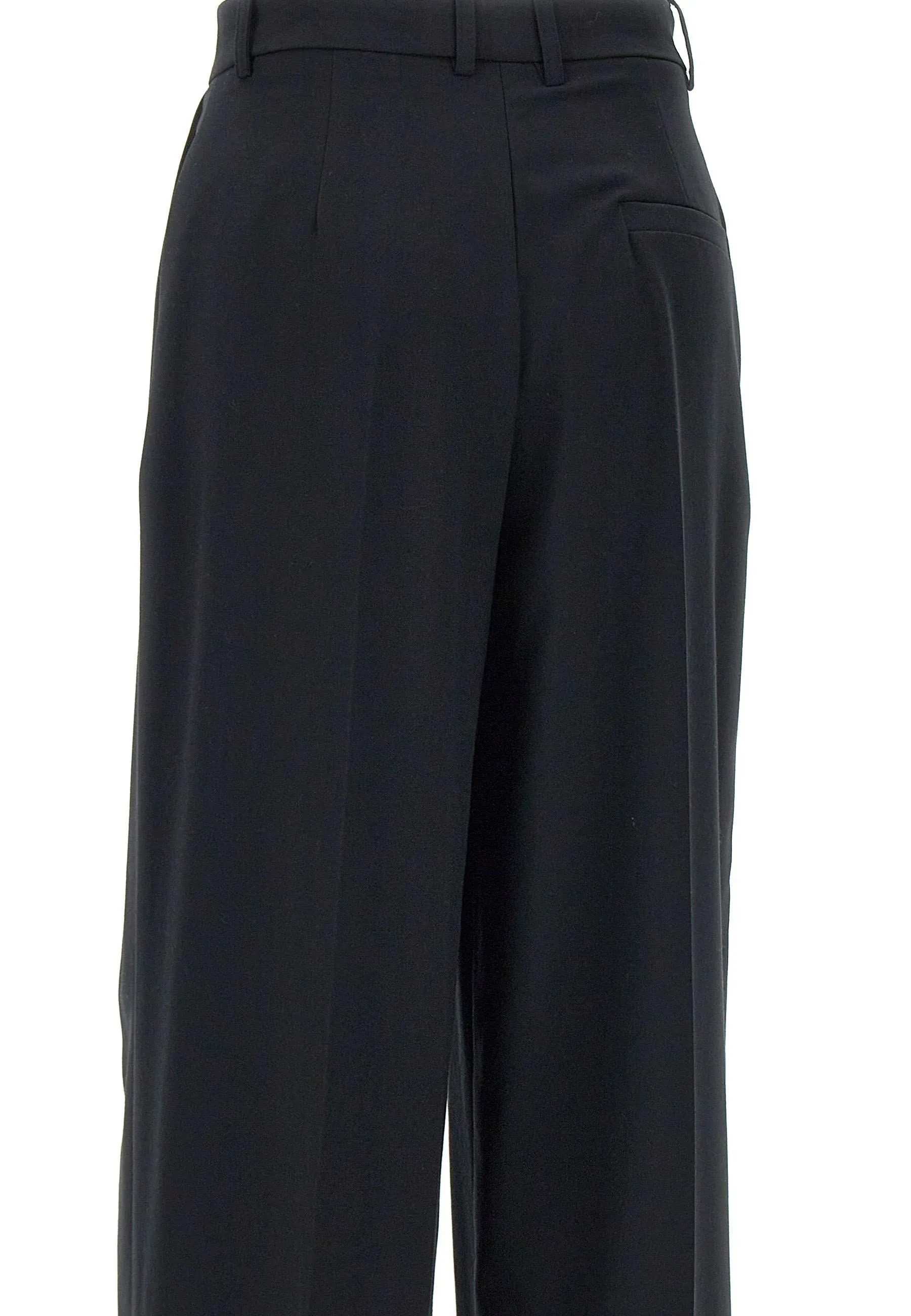 Black Wide Leg Viscose Trousers