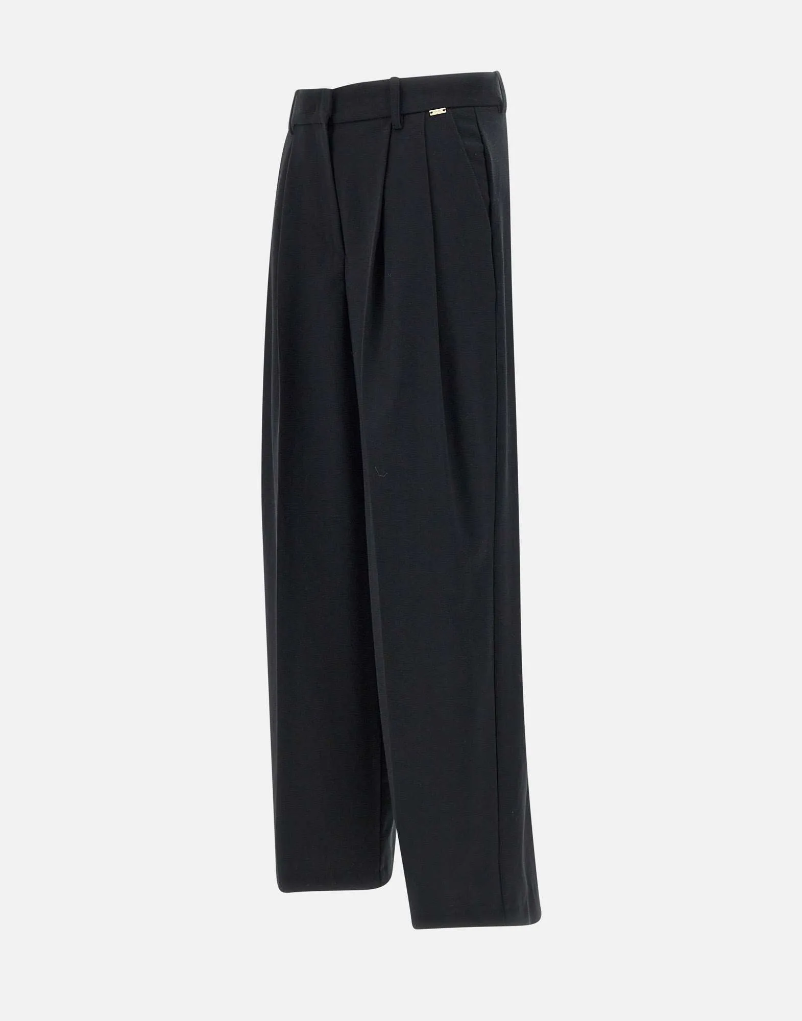 Black Wide Leg Viscose Trousers