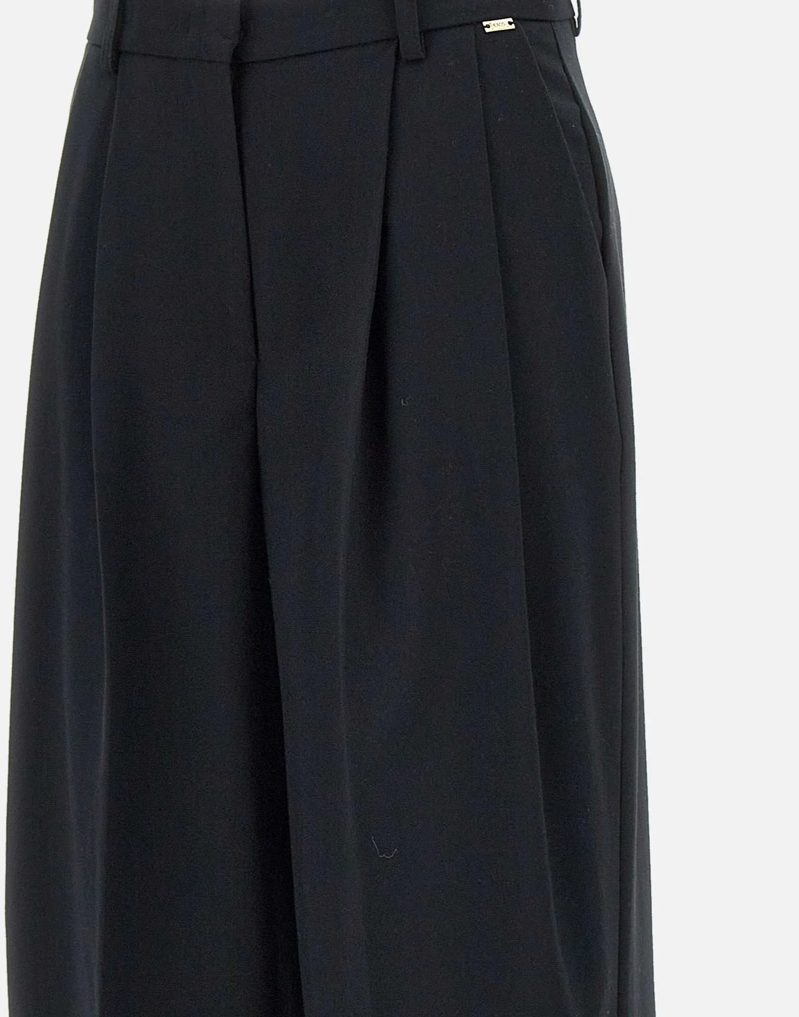 Black Wide Leg Viscose Trousers