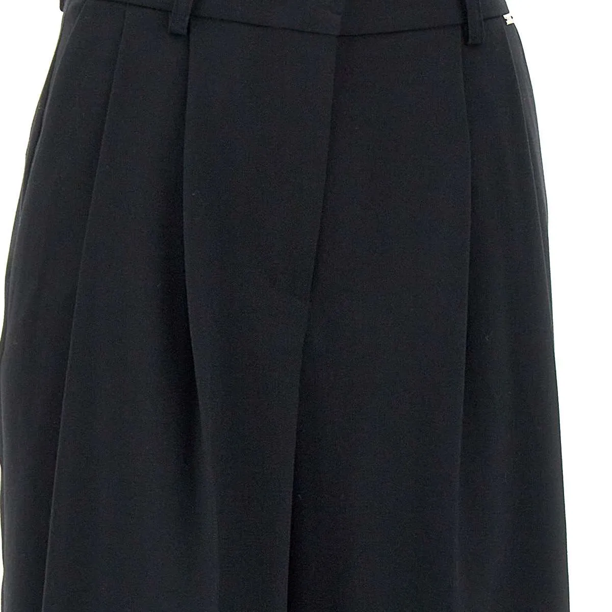 Black Wide Leg Viscose Trousers