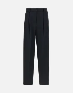 Black Wide Leg Viscose Trousers