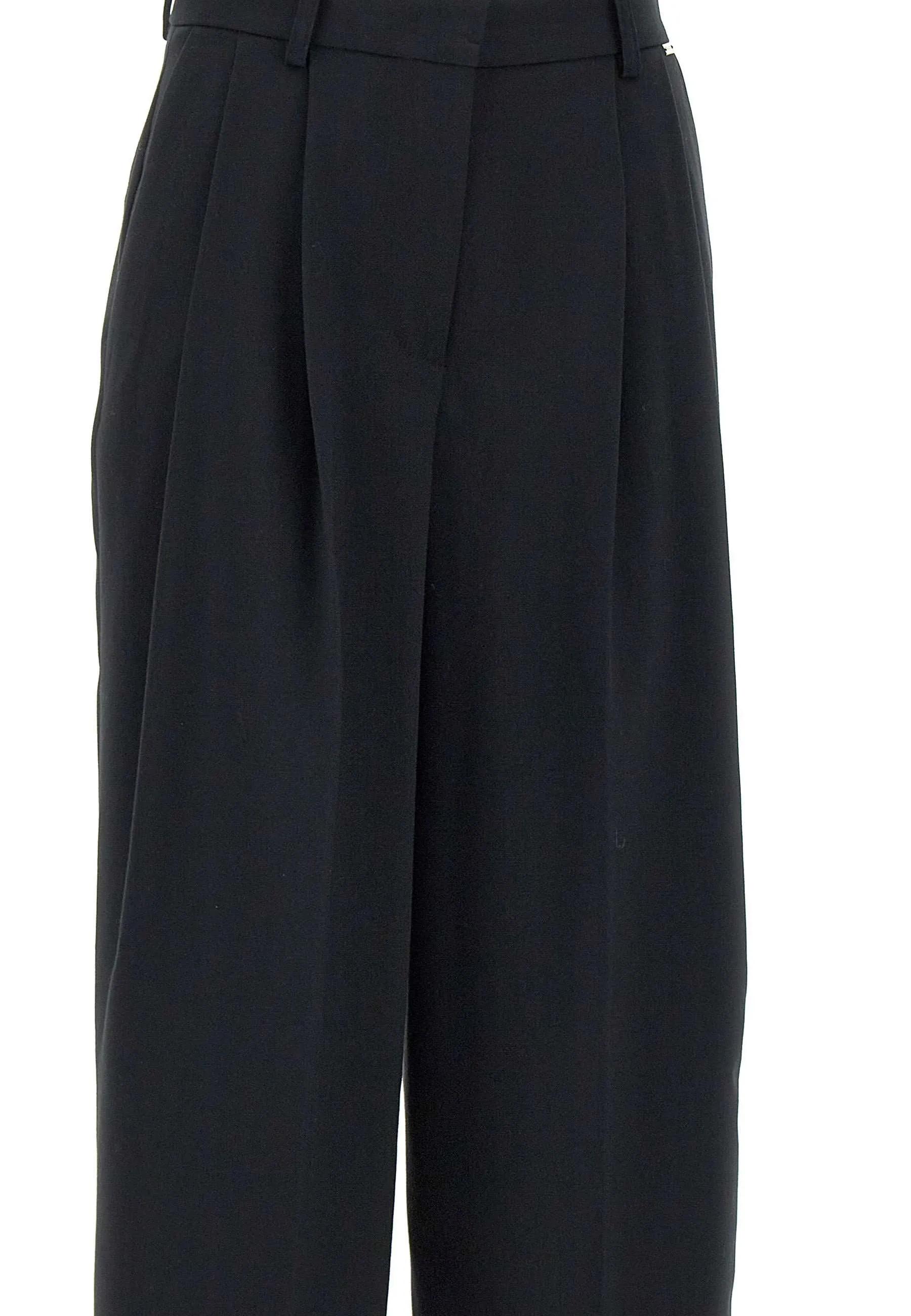 Black Wide Leg Viscose Trousers