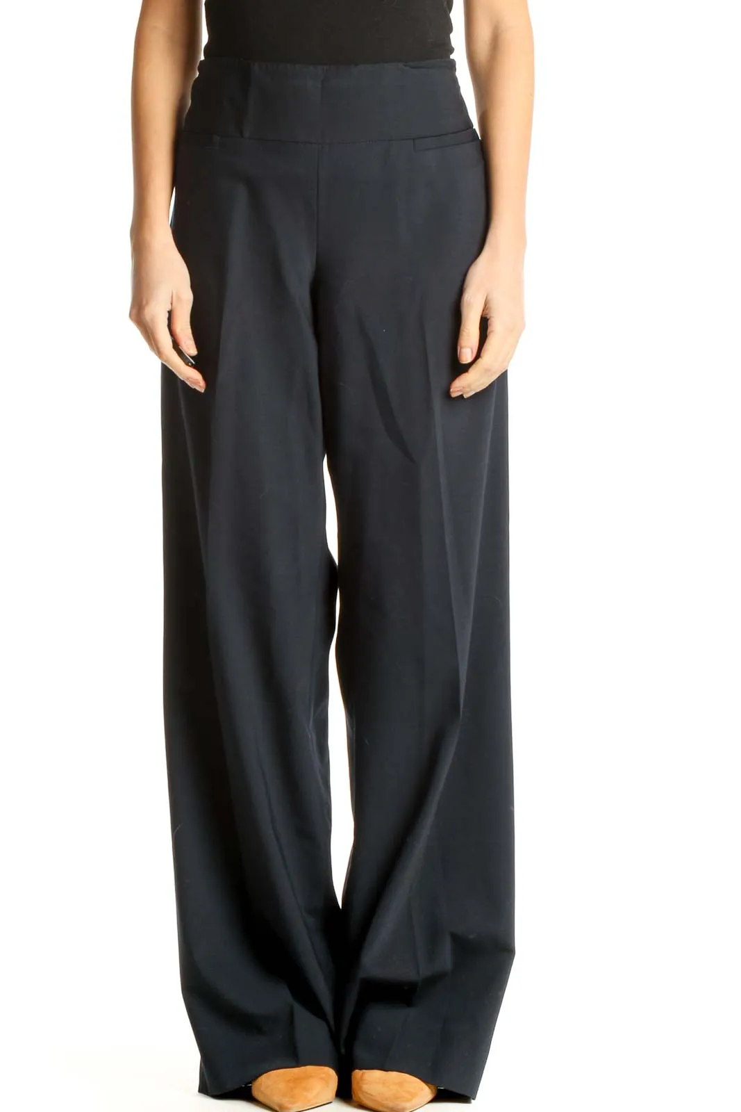 Blue Classic Wide Leg Trousers