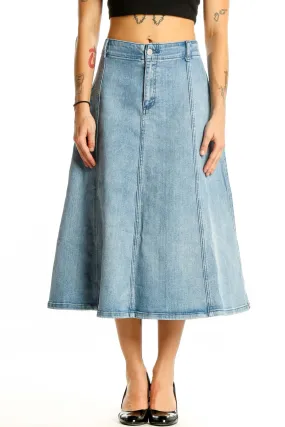 Blue Denim A Line Skirt