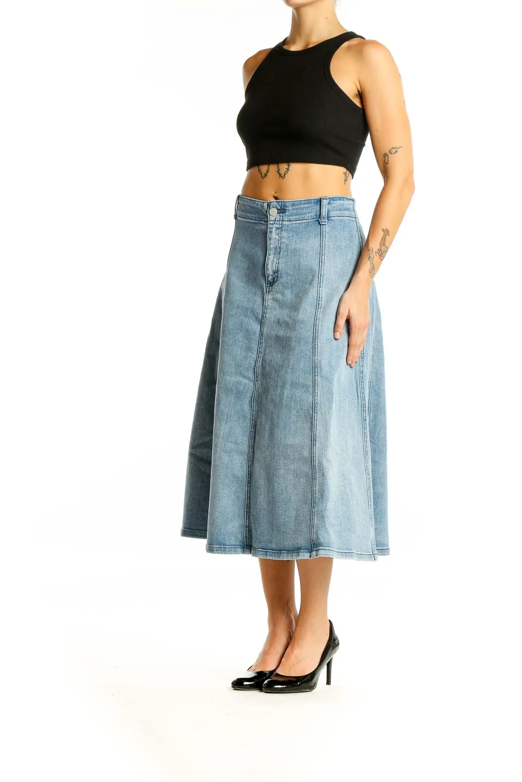 Blue Denim A Line Skirt