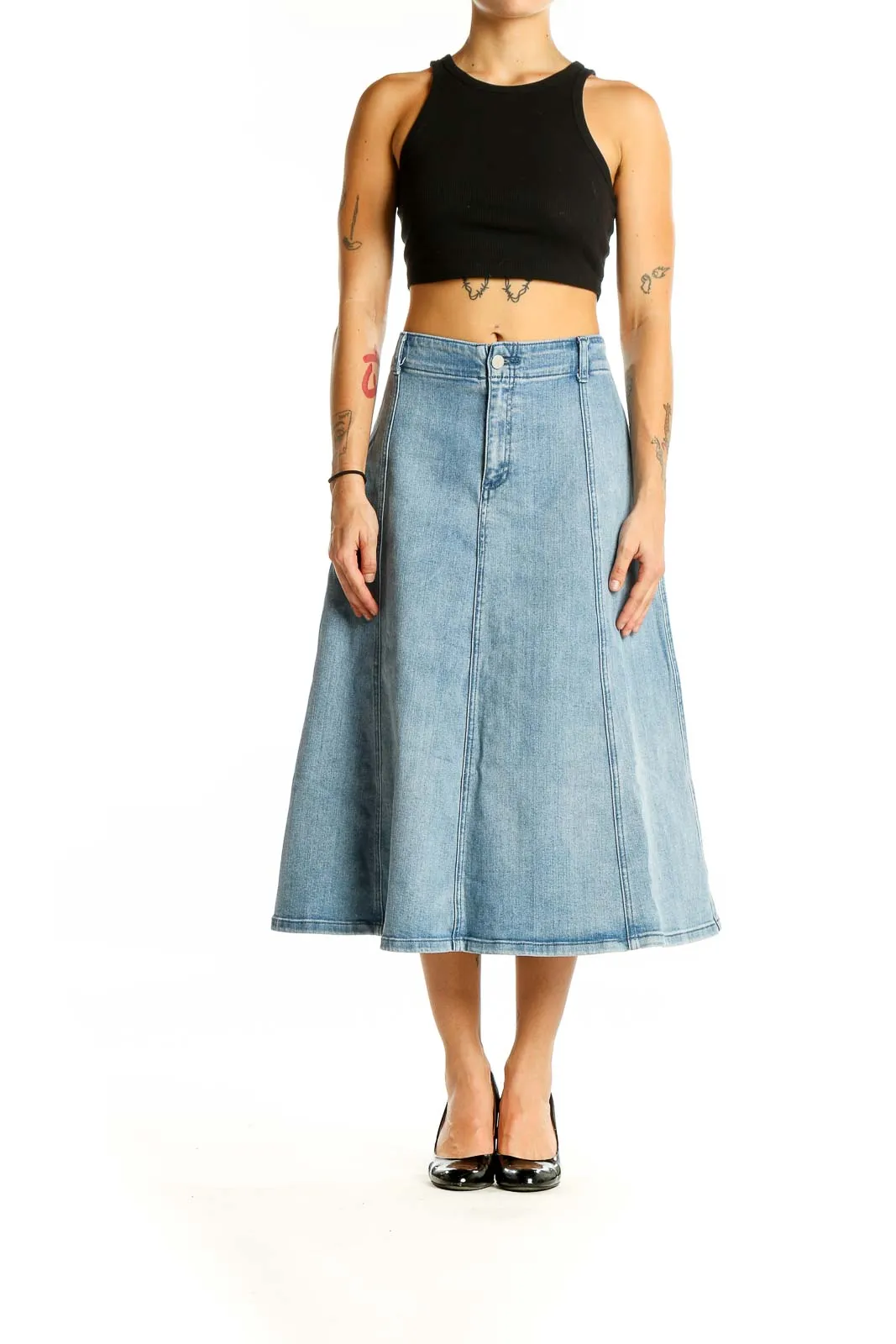 Blue Denim A Line Skirt