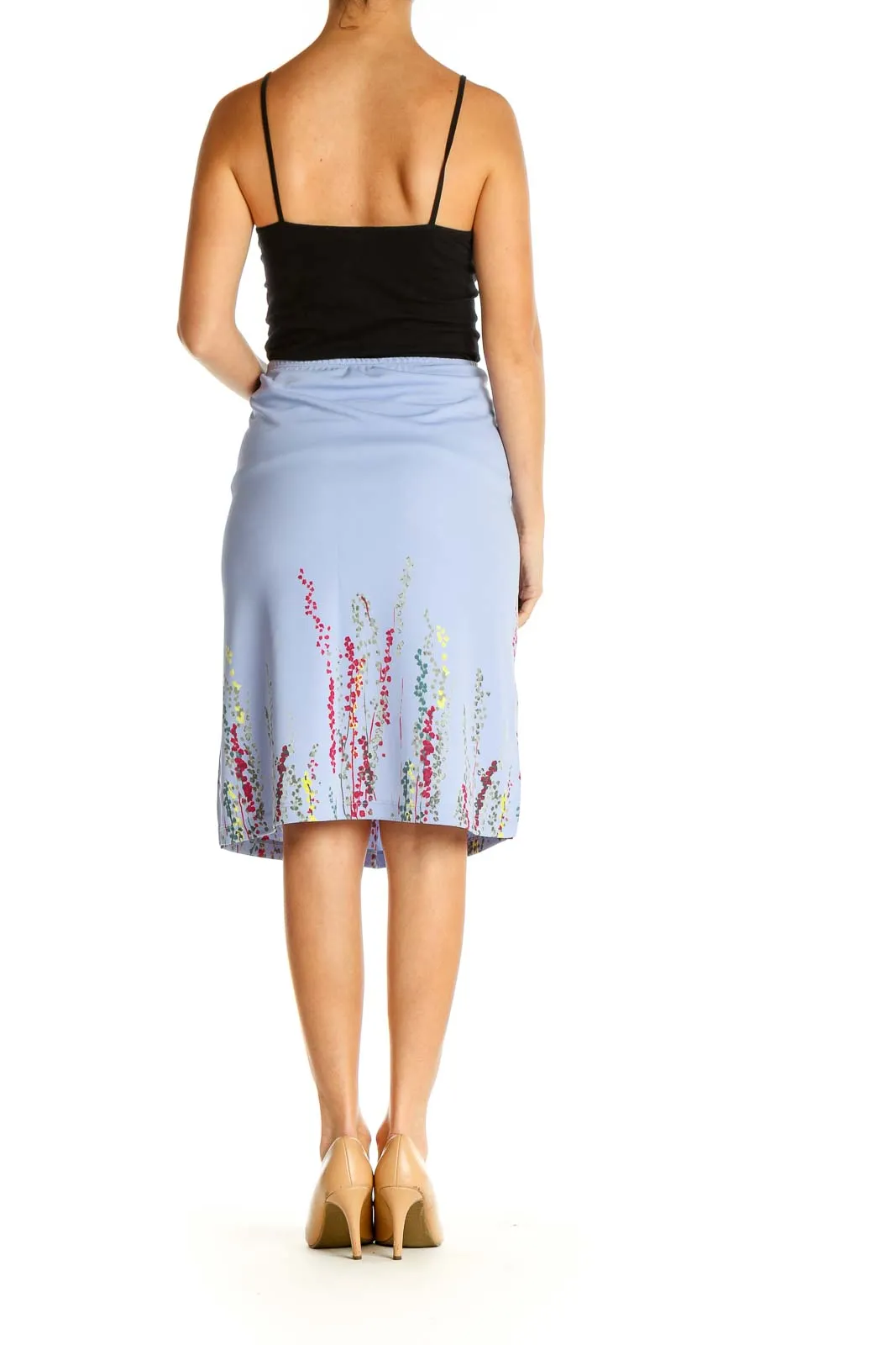 Blue Textured Chic A-Line Skirt