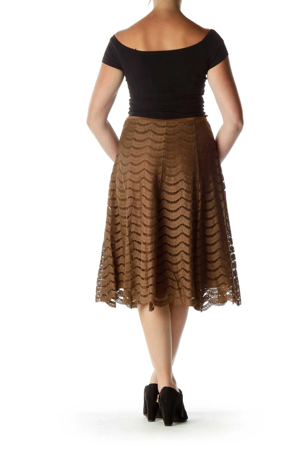 Brown A-Line Lace Skirt