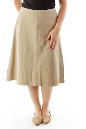 Brown A-Line Pocketed Skirt