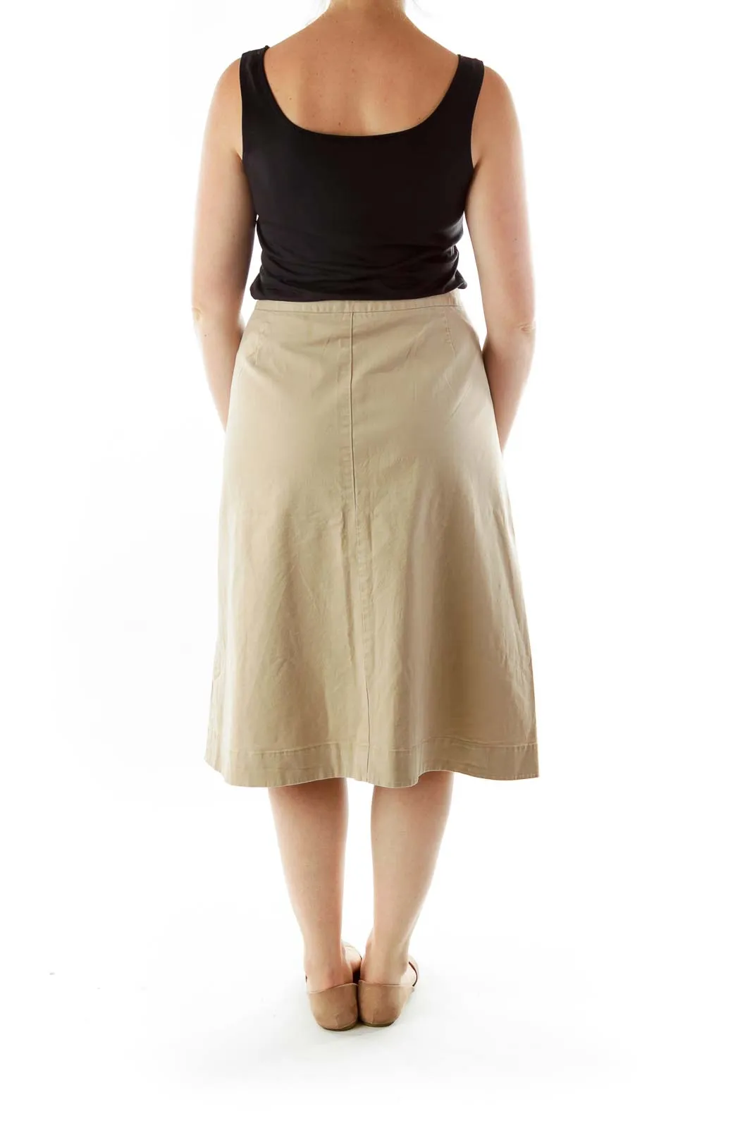 Brown A-Line Pocketed Skirt