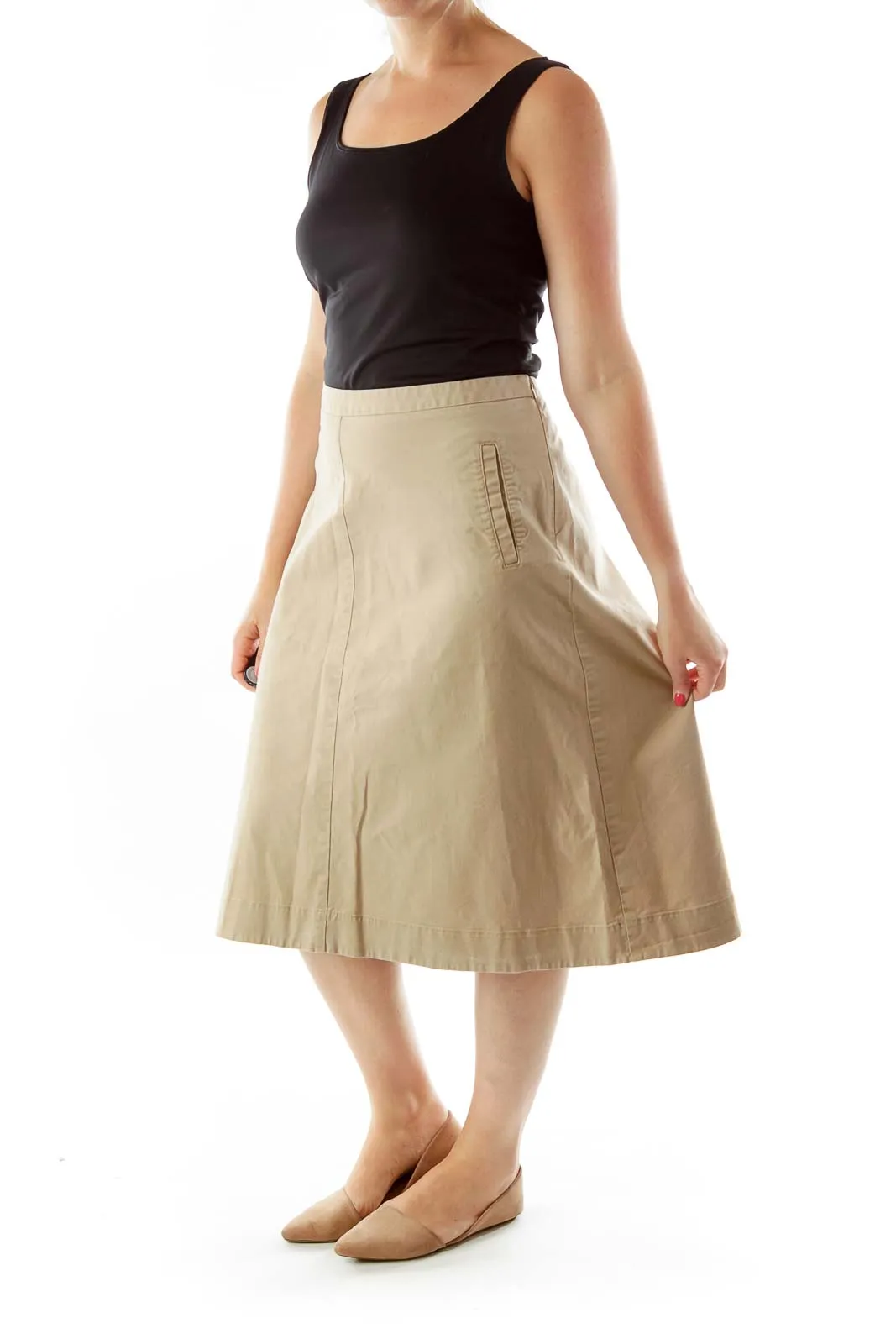 Brown A-Line Pocketed Skirt