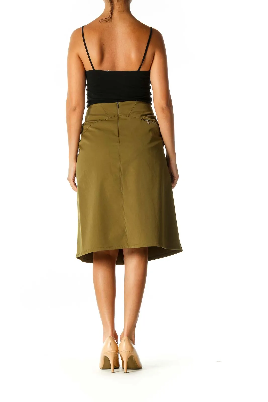 Brown Solid Brunch A-Line Skirt