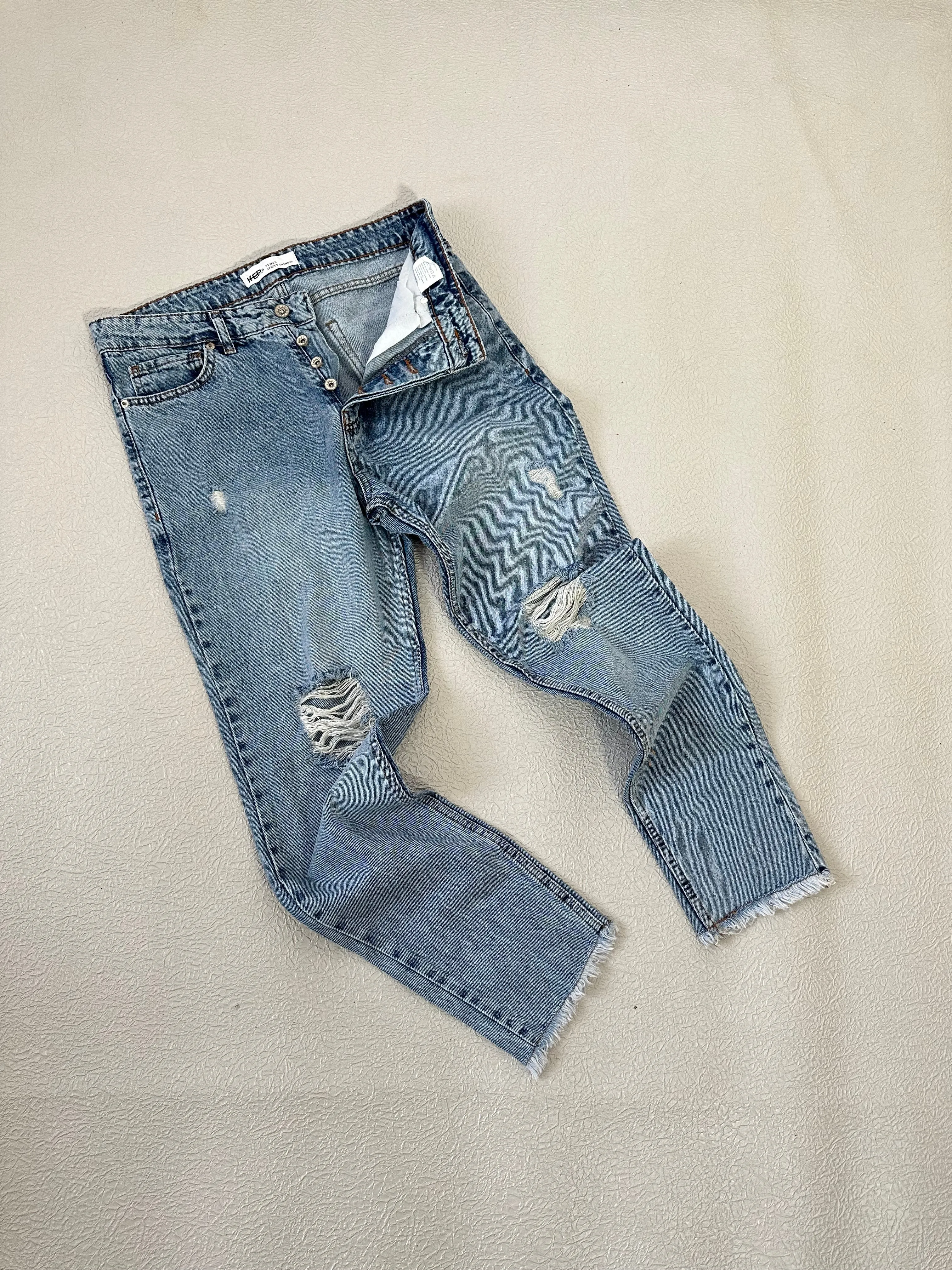 Callen Distressed Ripped Raw Hem Cropfit Boyfriend Jeans