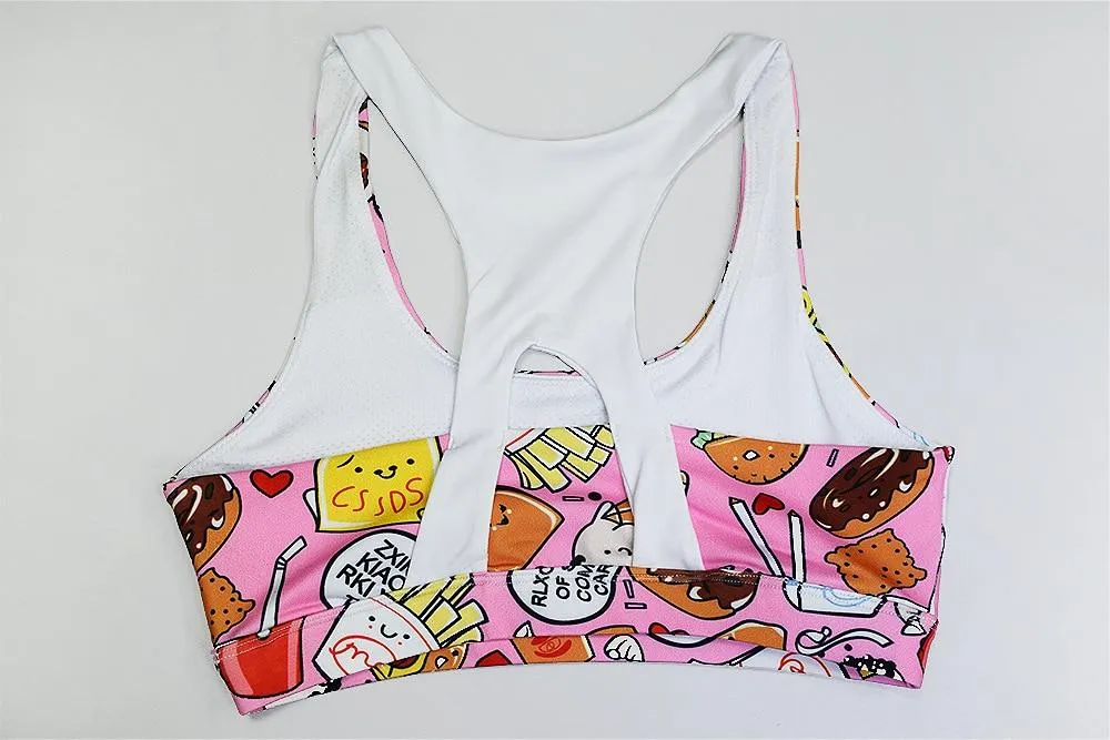 Cartoon Print Yoga Fitness Suits Tank Crop Top High Waist Pants Sportswear