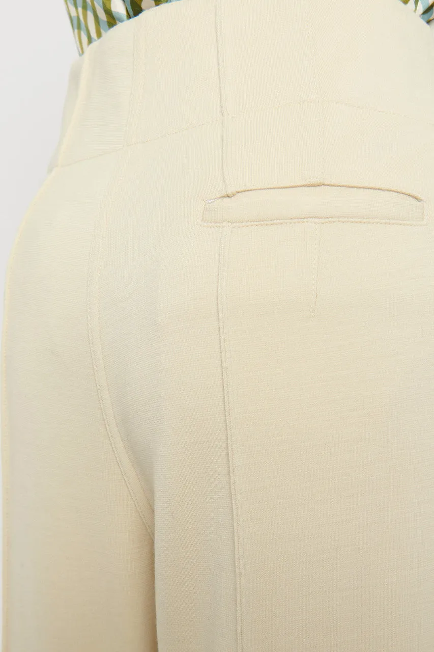 Cream Wool Wide Leg Trousers