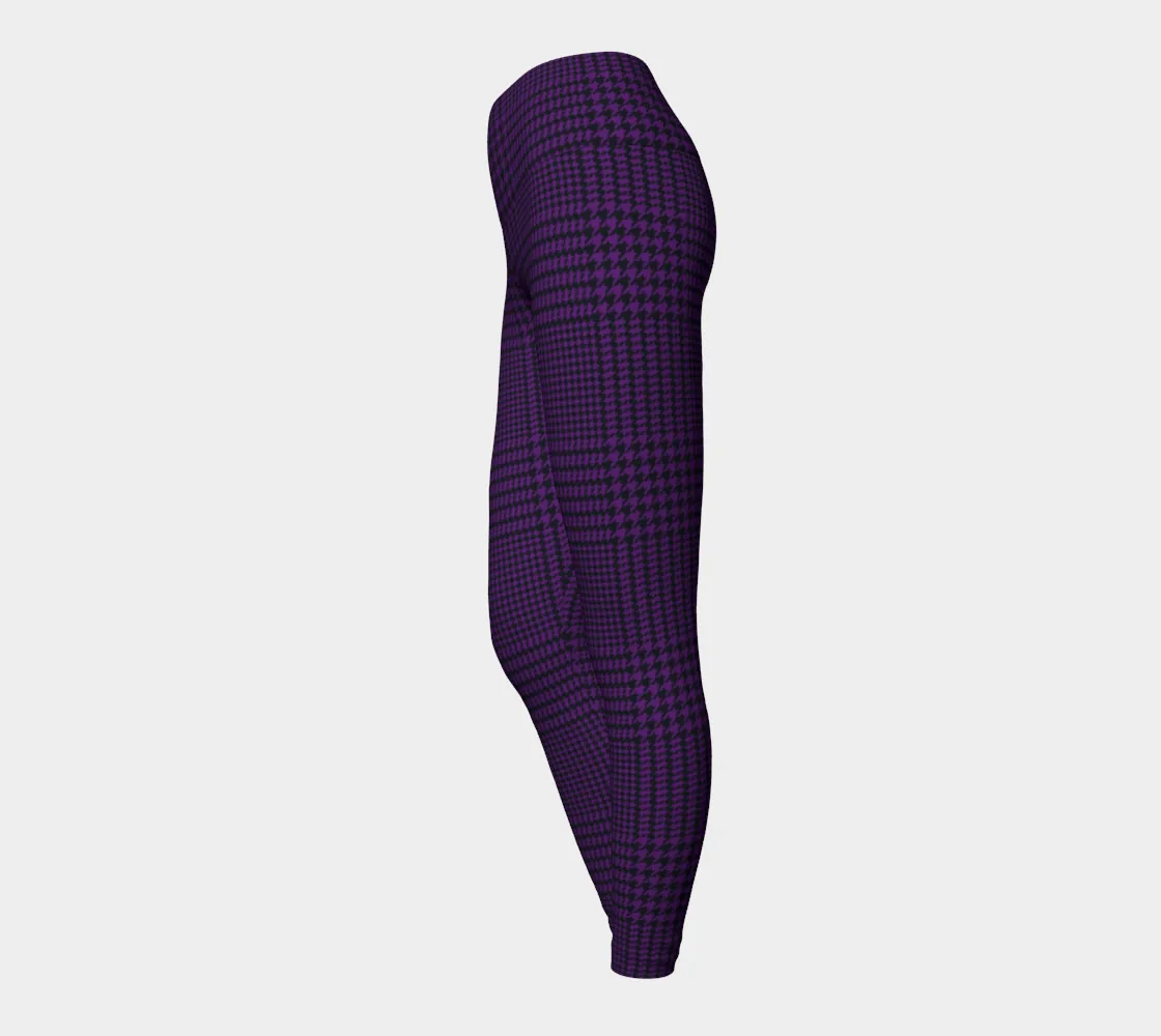 Deep Purple Houndstooth Yoga Leggings