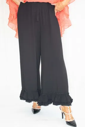 Delia Tie Waist Palazzo Trouser in Classic Black