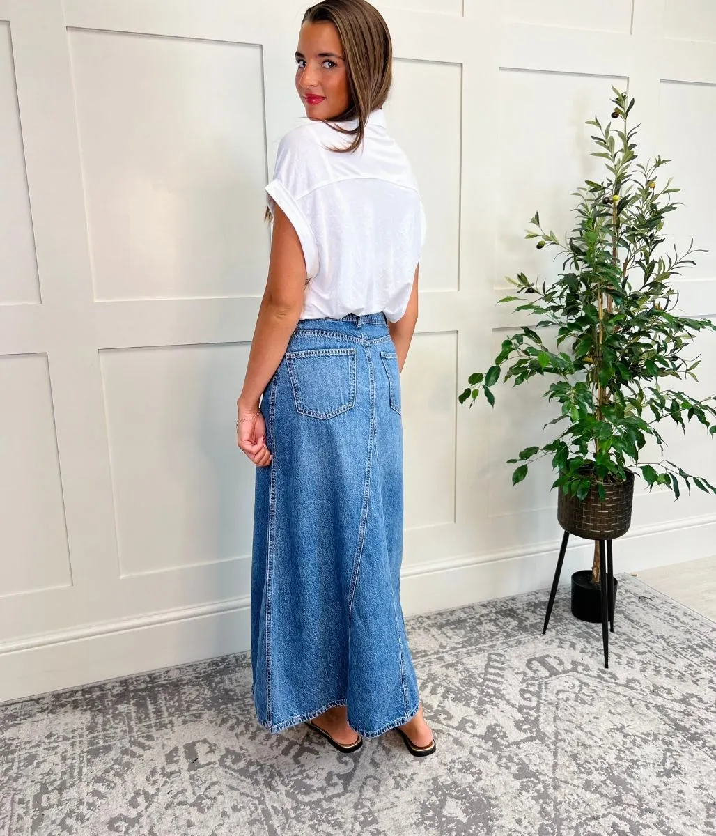 Denim A line Maxi Skirt