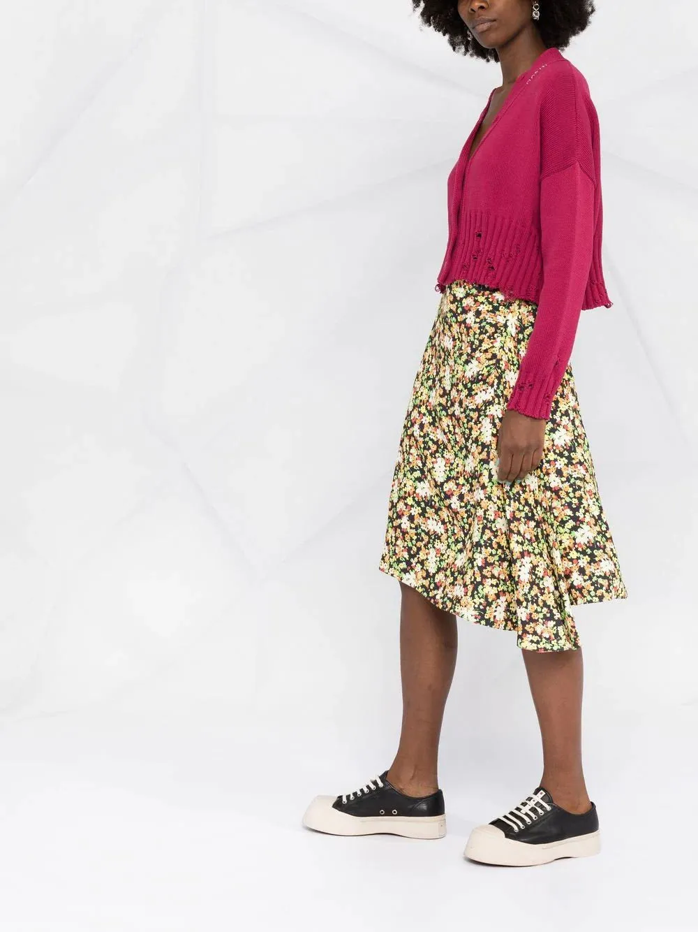 FLORAL-PRINT A-LINE SKIRT