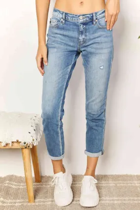 Full Size Mid Rise Slim Boyfriend Jeans