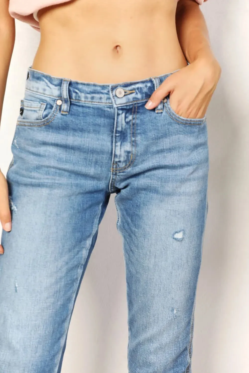 Full Size Mid Rise Slim Boyfriend Jeans