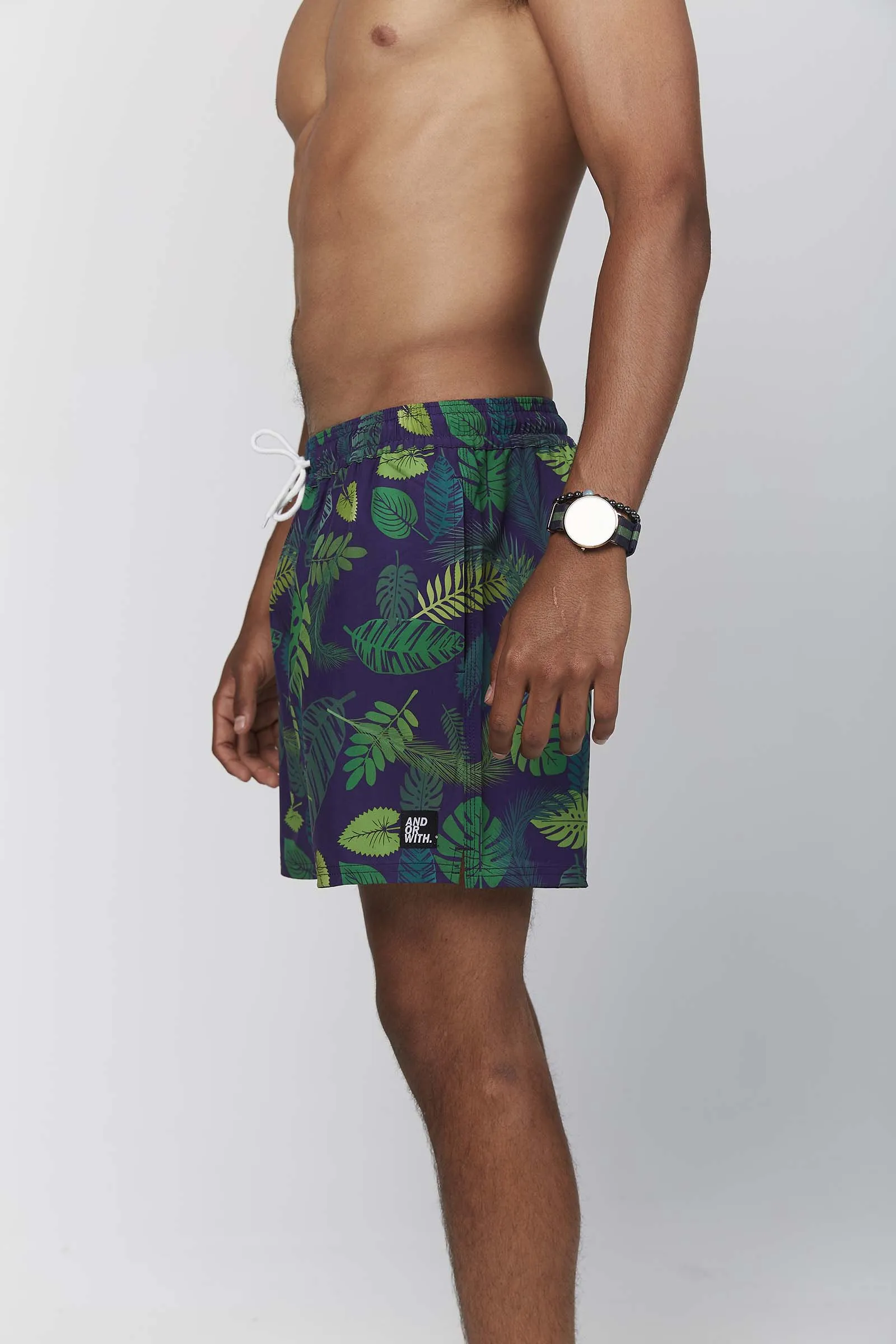 Going Troppo Beach Boardies Midnight Blue/Green (100% recycled)