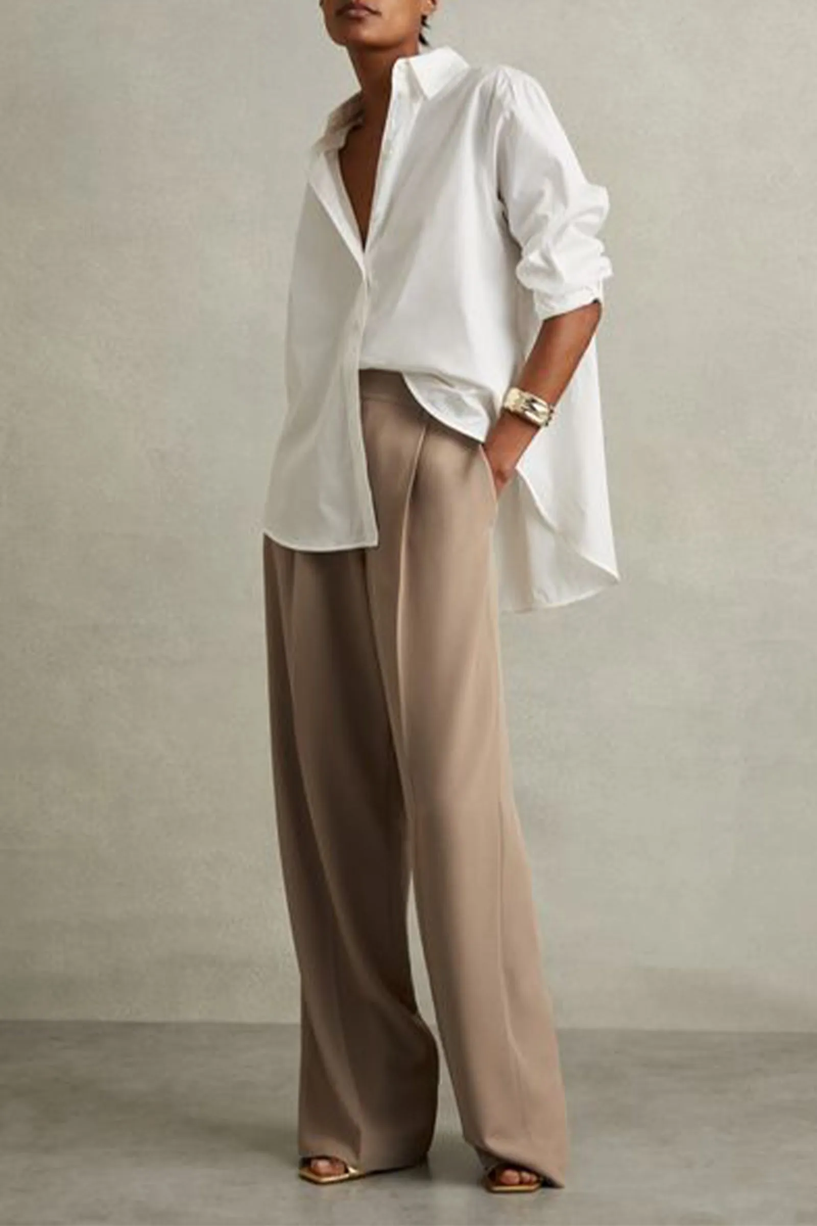 Half-Elasticated Wide Leg Trousers