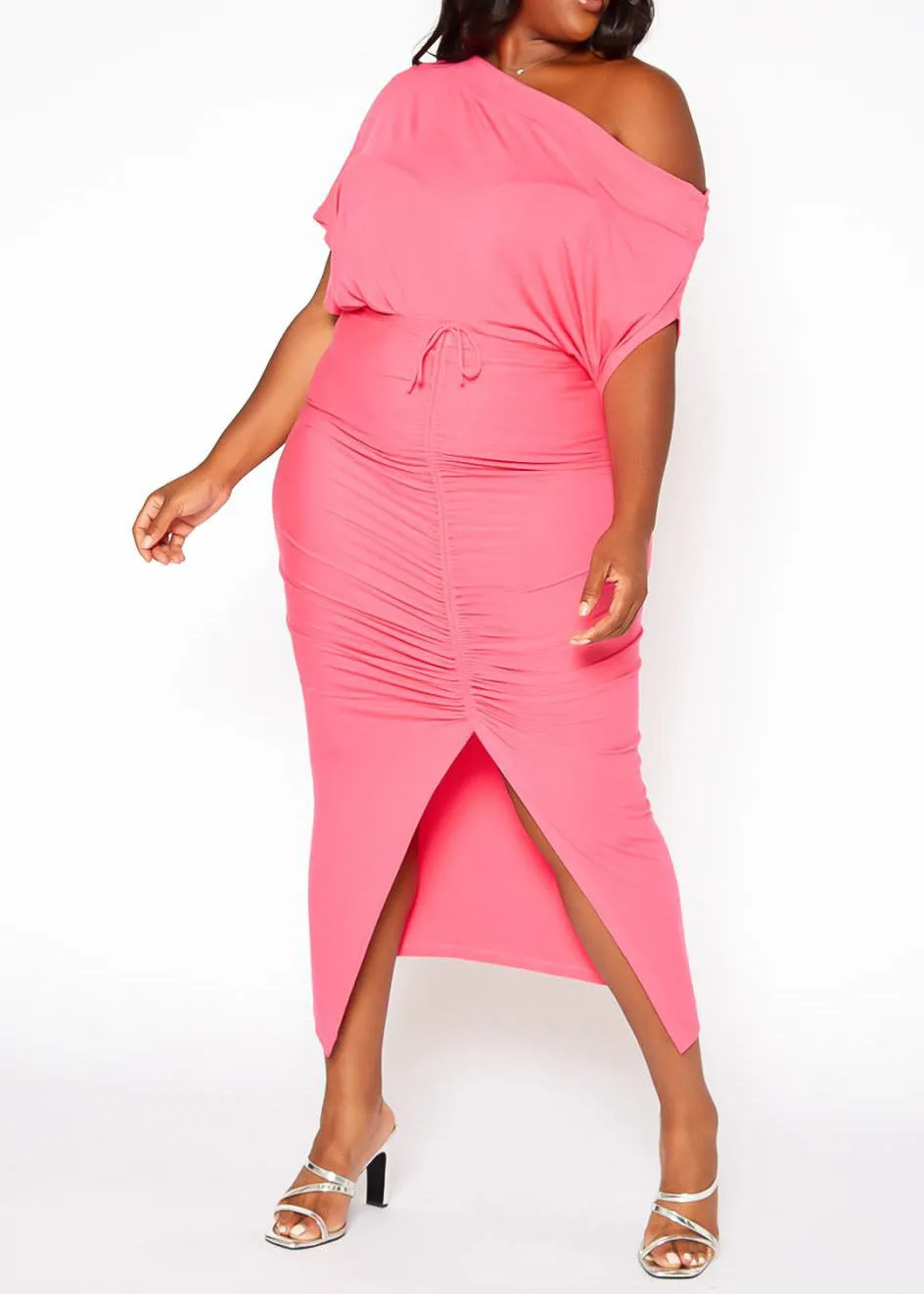 HI Curvy Plus Size Centered Drawstring Hem Maxi Skirts