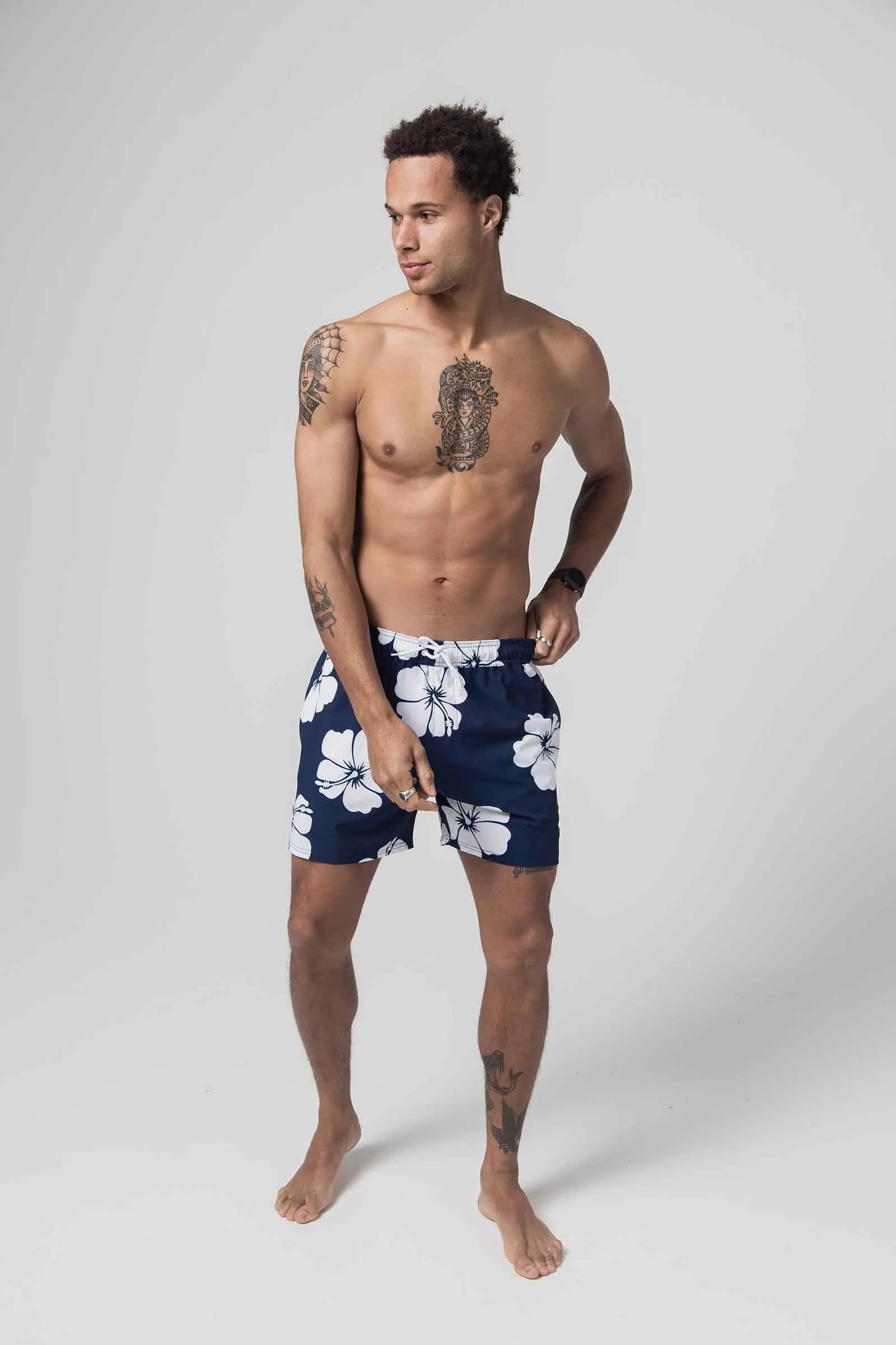 Hibiscus Beach Boardies Navy (100% recycled)