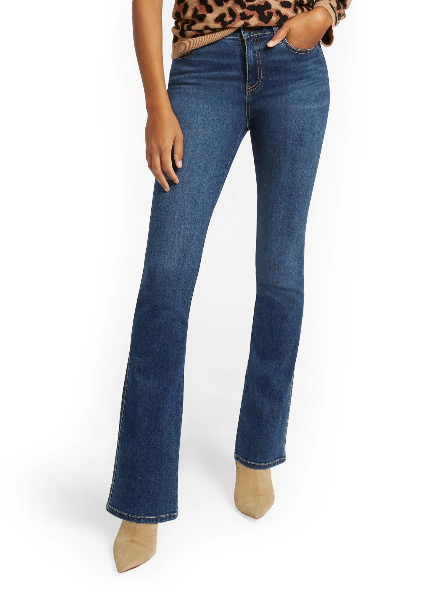 High-Waisted Curvy Barely Bootcut Jeans - Brilliant Blue