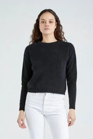 HOLLY ROUND NECK CASHMERE SWEATER - BLACK ROCK