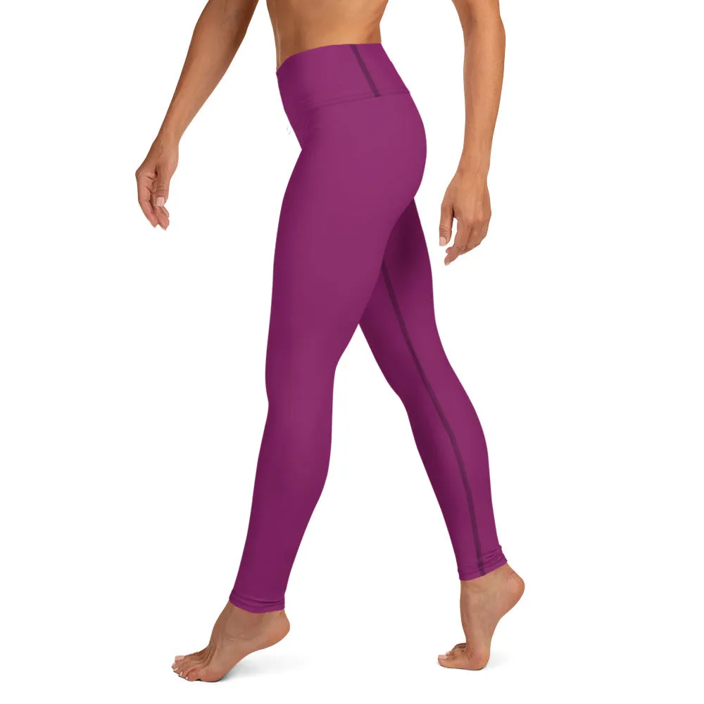 Hot Purple Women's Yoga Leggings, Best Royal Purple Long Gym Tights-Made in USA/EU/MX