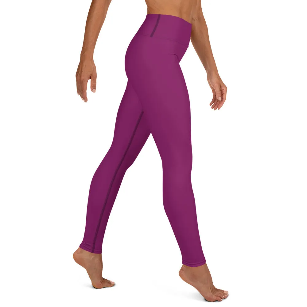 Hot Purple Women's Yoga Leggings, Best Royal Purple Long Gym Tights-Made in USA/EU/MX