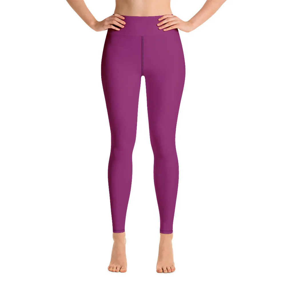 Hot Purple Women's Yoga Leggings, Best Royal Purple Long Gym Tights-Made in USA/EU/MX