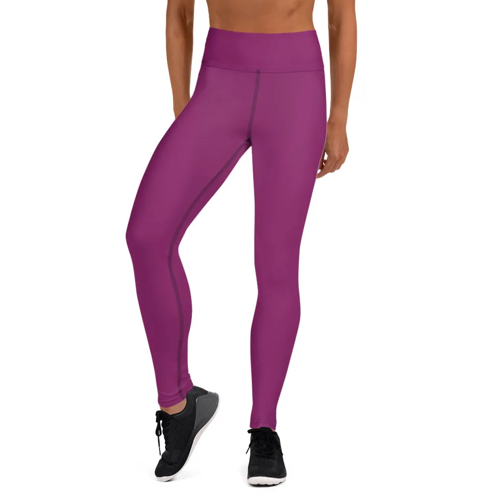 Hot Purple Women's Yoga Leggings, Best Royal Purple Long Gym Tights-Made in USA/EU/MX