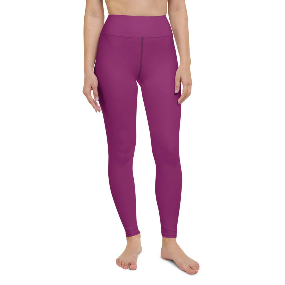 Hot Purple Women's Yoga Leggings, Best Royal Purple Long Gym Tights-Made in USA/EU/MX