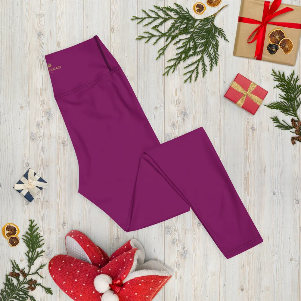 Hot Purple Women's Yoga Leggings, Best Royal Purple Long Gym Tights-Made in USA/EU/MX