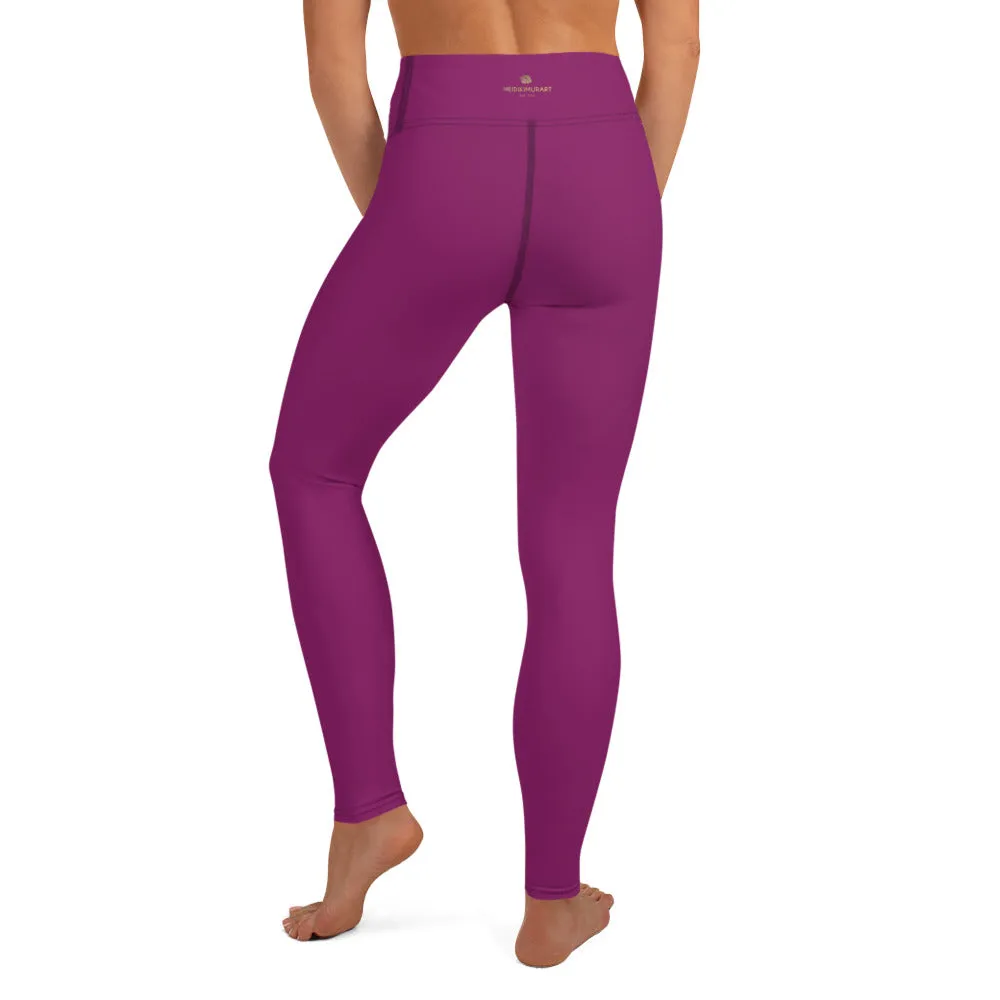 Hot Purple Women's Yoga Leggings, Best Royal Purple Long Gym Tights-Made in USA/EU/MX